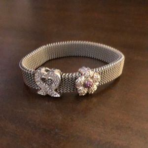 Mesh silver charm bracelet